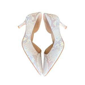 Naturalizer 27 Edit Faith Blue Iridescent Snakeskin d'Orsay Kitten Heels 7.5M